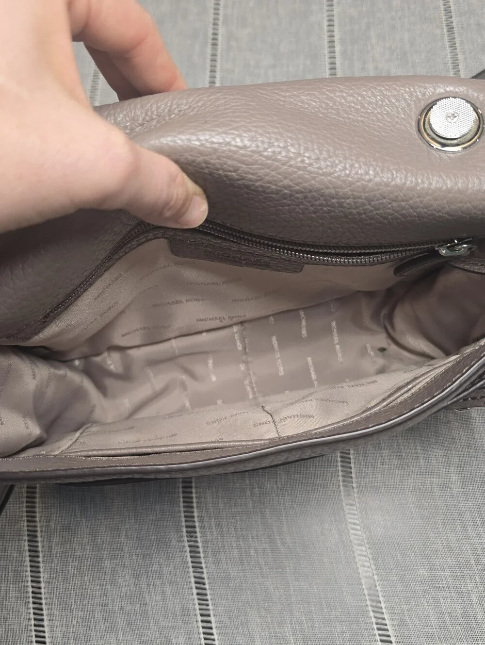 Michael Kors Leather Crossbody Gray-